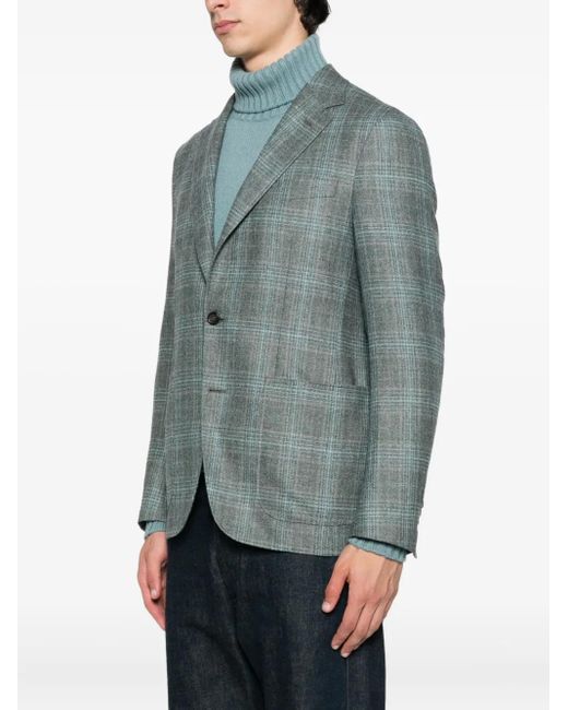 Canali Green Checked Wool Blazer for men