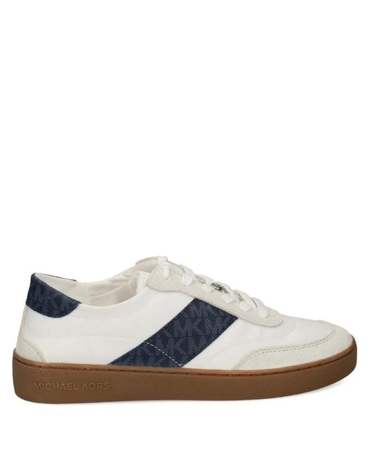 Michael Kors White Kaycee Monogram Stripe Sneakers