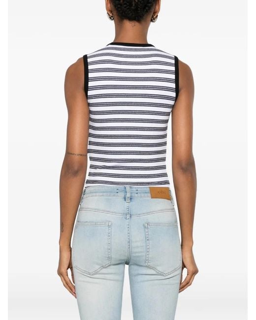 Amiri Gray Striped Ribbed-Knit Tank Top