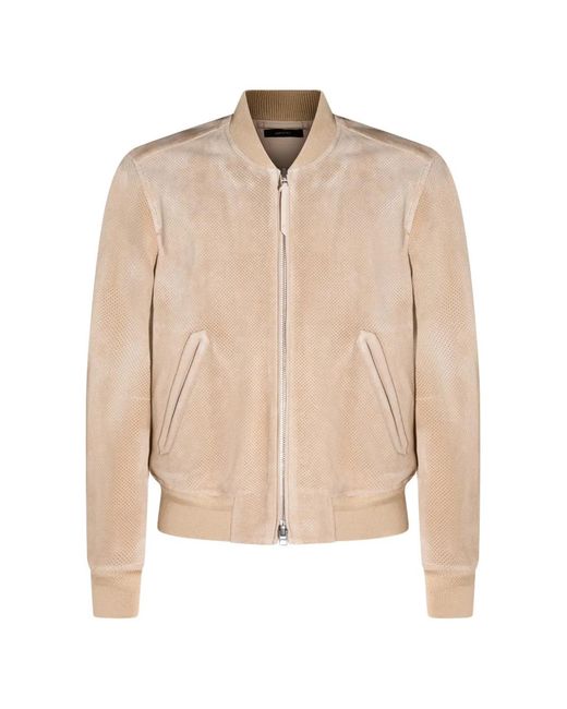 Tom Ford Natural Zip-Up Bomber Jacket for men