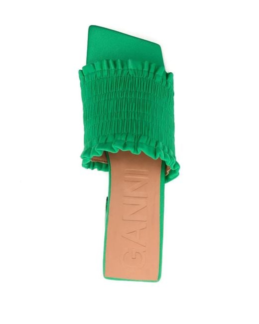 Ganni Green Smock 65Mm Mules