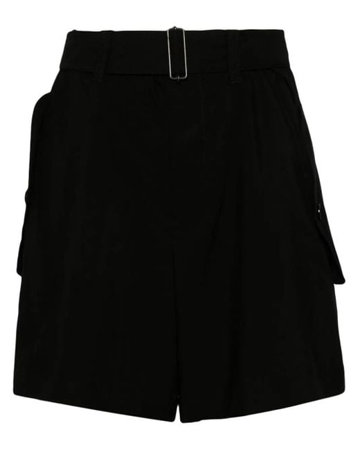 Y's Yohji Yamamoto Black Belted High-Waisted Shorts