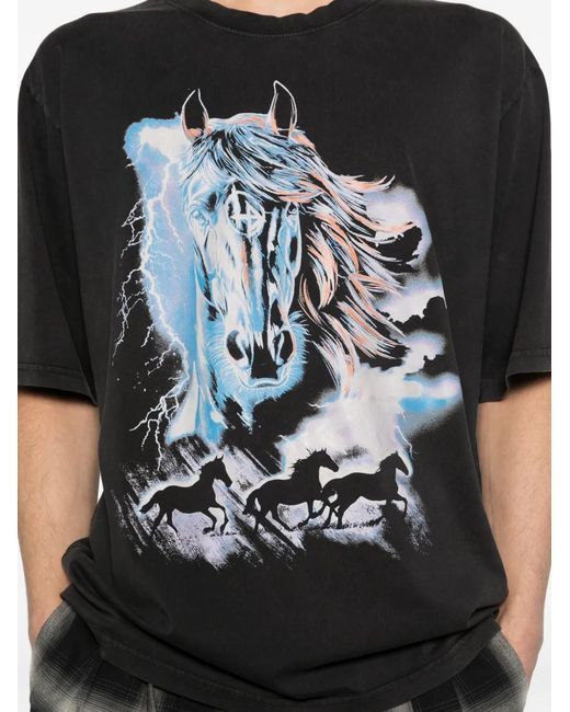 LỰU ĐẠN Black Horse-Graphic T-Shirt for men