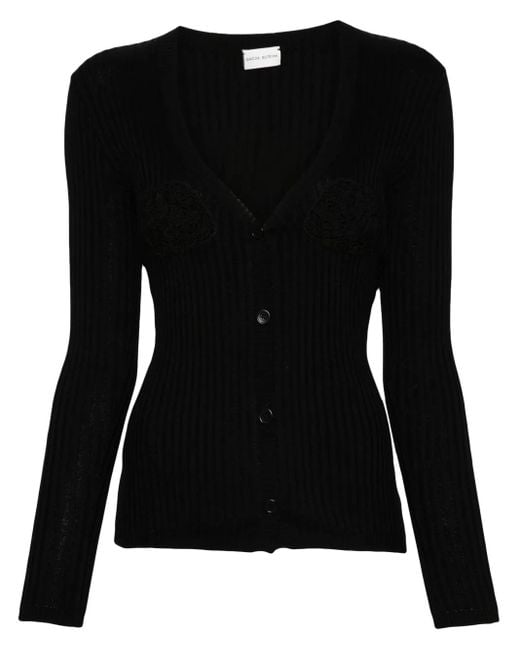 Magda Butrym Black Crochet-Bra Cardigan