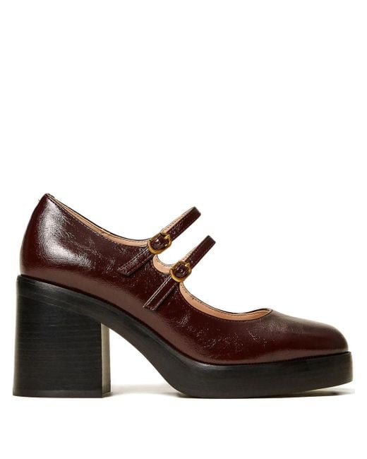 Twinset Brown 80Mm Mary Jane Court Heeled Pumps