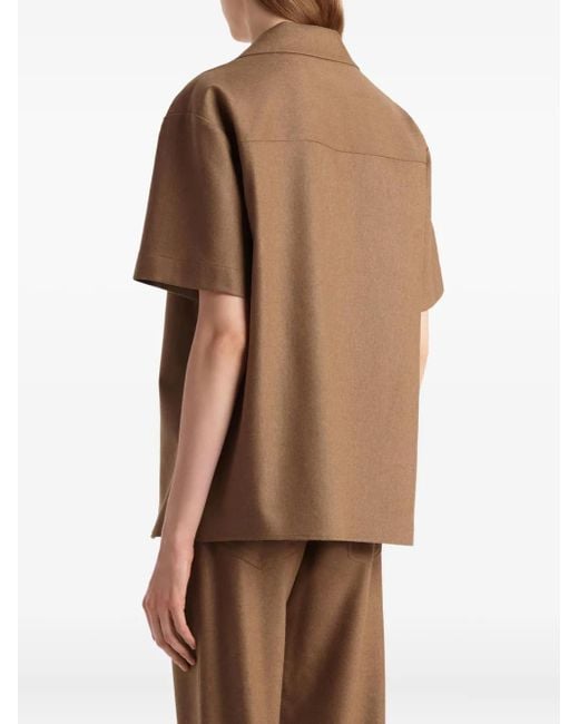 Khaite Brown Short-Sleeve Pocket Shirt