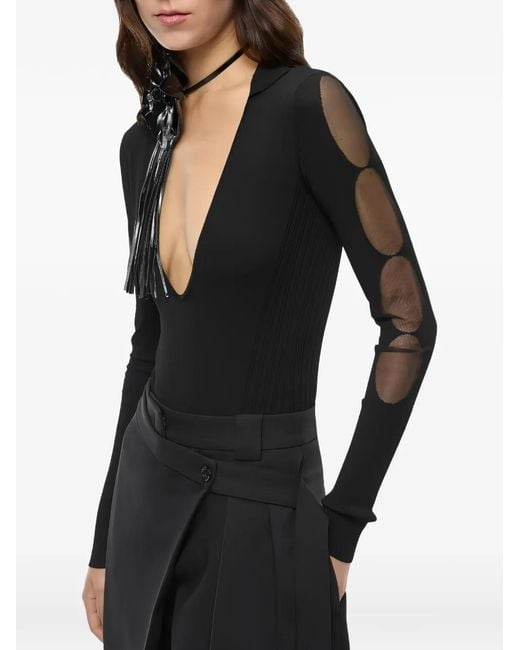 Pinko Black Bodysuit With Sheer Details