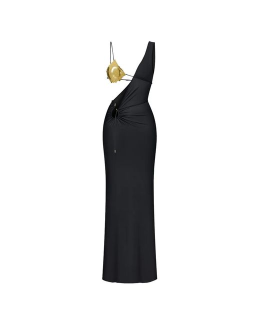 Korobeynikov Black Cut-Out Sequin-Embellished Maxi Dress