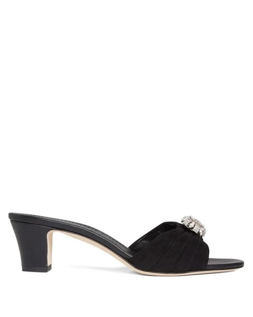 Manolo Blahnik Black Ansaklo Pleated-Detail Sandals