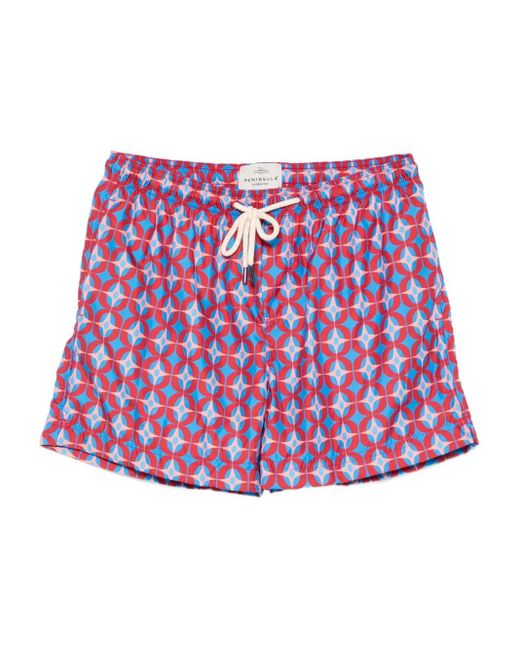 Peninsula Badeshorts Mit Geometrischem Muster in Red für Herren