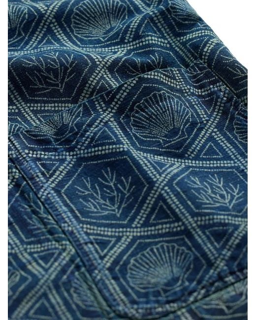 RRL Blue Shell-Print Shirt for men