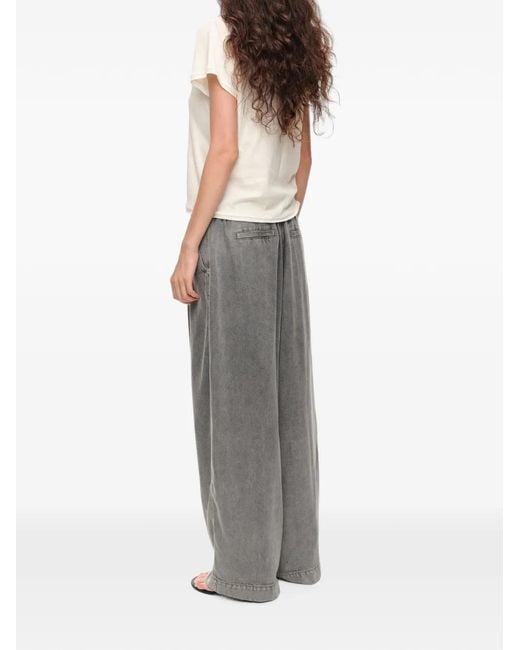 Bimba Y Lola Gray Washed Fluid Denim Trousers With Belt