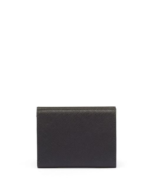 Prada Black Small Logo-Plaque Leather Wallet for men