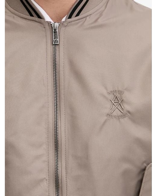 ARMANI EXCHANGE Gray Logo-Embroidered Bomber Jacket for men