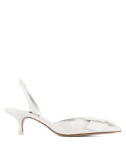 Sophia Webster White 40Mm Blair Mid Slingback Bow Sandals
