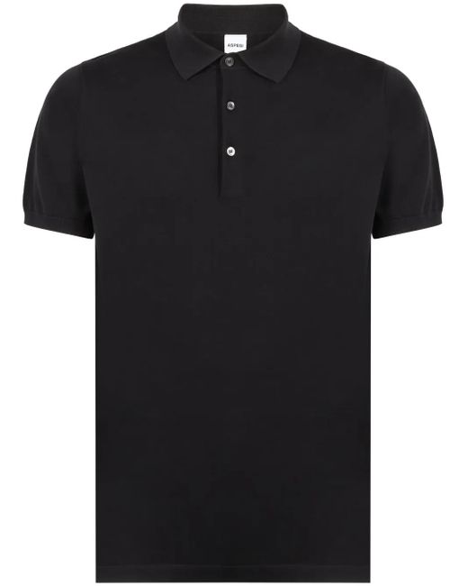 Aspesi Black Cotton Polo for men