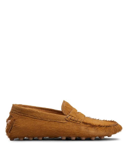 Tod's Brown Gommino Calf-Hair Loafers