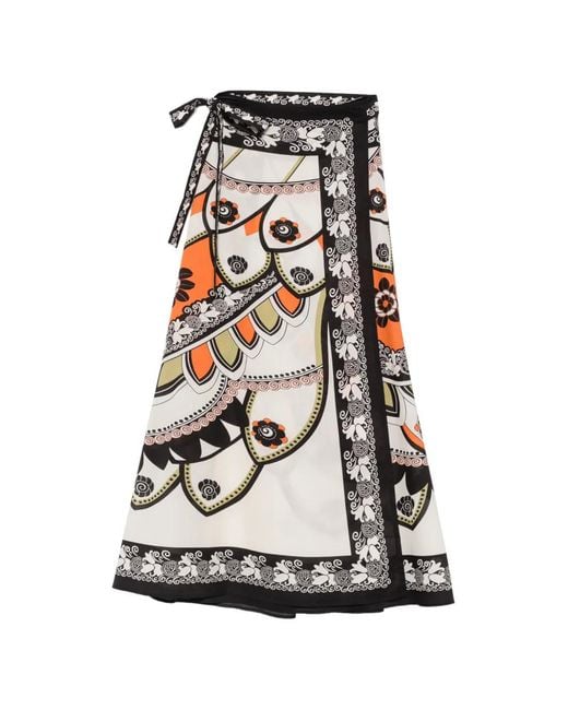 LaDoubleJ White Graphic-Print Wrap Skirt