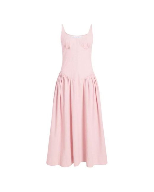 Proenza Schouler Pink Solira Seersucker Midi Dress