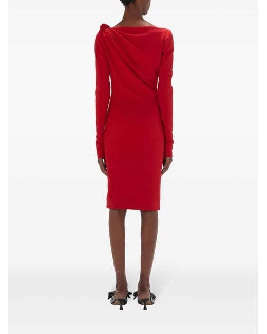 J.W. Anderson Red Draped Long-Sleeve Midi Dress