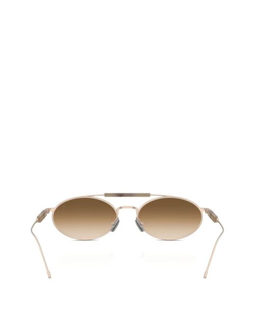 Brunello Cucinelli Metallic Oval-Frame Sunglasses