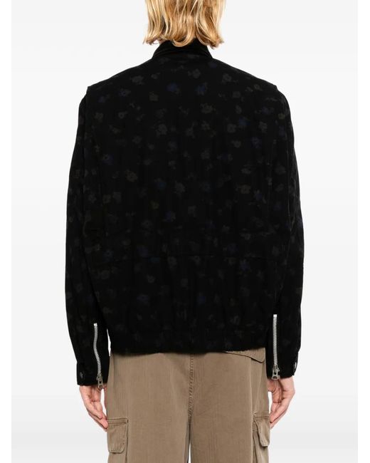 Sacai Black Doudoune À Col Montant À Imprimé Fleuri for men
