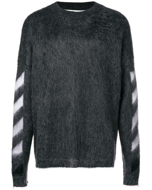 Off-White c/o Virgil Abloh Gray Textured Logo Sweater for men