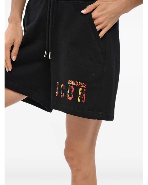 DSquared² Black Icon Sunset Logo-Print Shorts