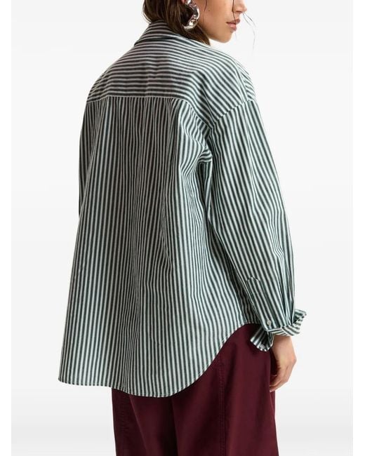 Essentiel Antwerp Blue Striped Sequin-Embellished Shirt