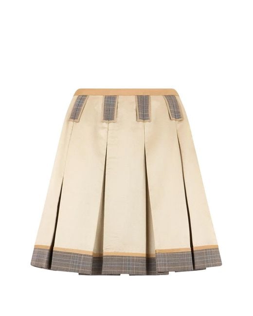 Moschino Natural Contrasting-Trim Pleated Short Skirt
