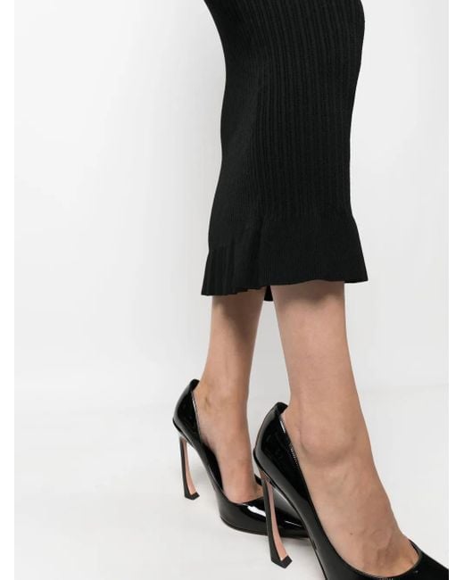 Philosophy Di Lorenzo Serafini Black Ribbed-Knit Midi Dress