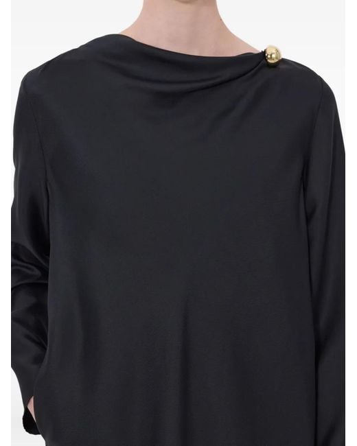 Loulou de Saison Black Zoya Draped Midi Dress