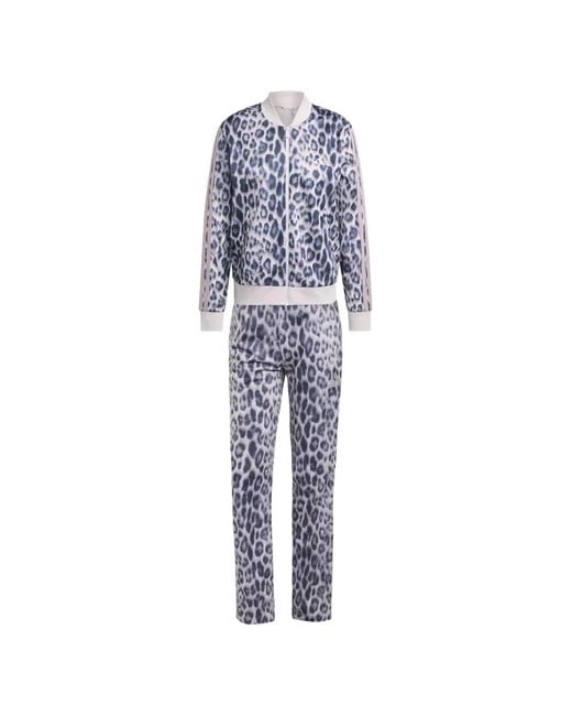 Adidas Blue Leopard-Print Tracksuit