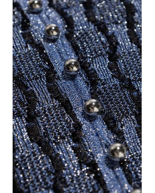 Lanvin Blue Metallic Knitted Cardigan