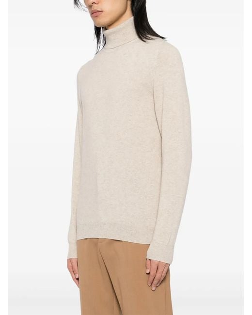 Fedeli White Cashmere Mélange Roll-Neck Knitted Sweater for men
