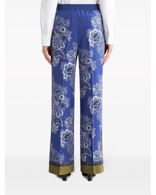 Etro Blue Elegant Silk Trousers