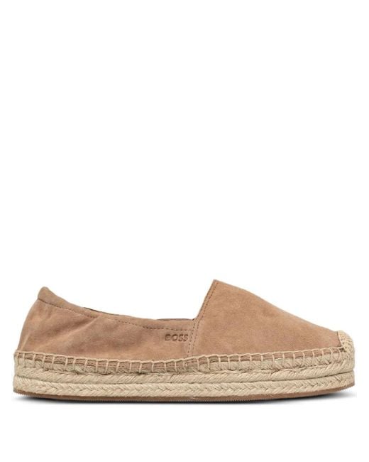 Boss Natural Suede Platform Espadrilles