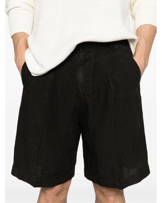 Costumein Black Pleat-detail Linen Shorts for men