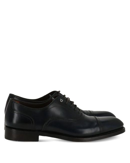 Ferragamo Black Leather Derby Shoes for men