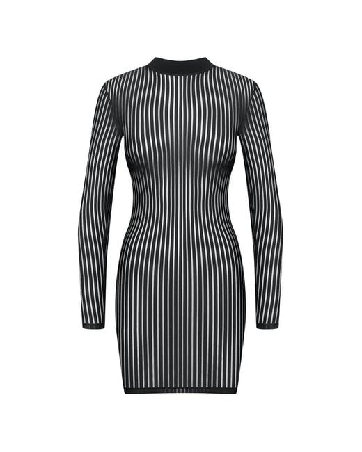 Maison Close Black Striped Sheer Mini Dress