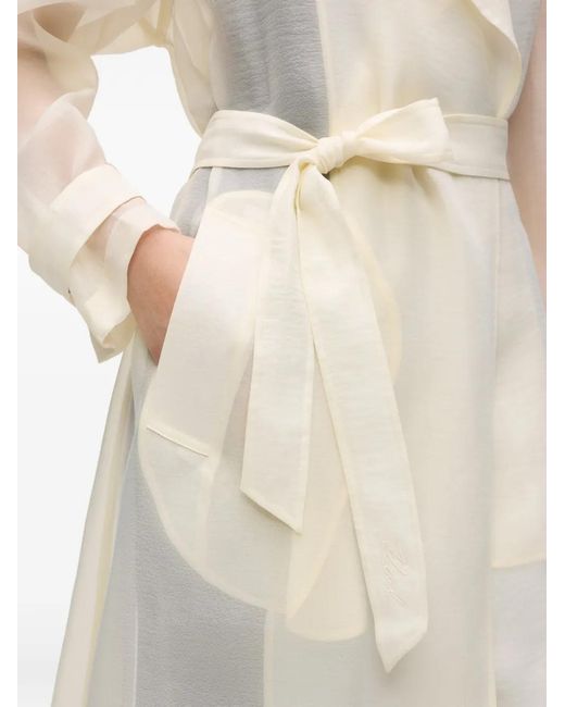 Karl Lagerfeld White Organza Trench Coat