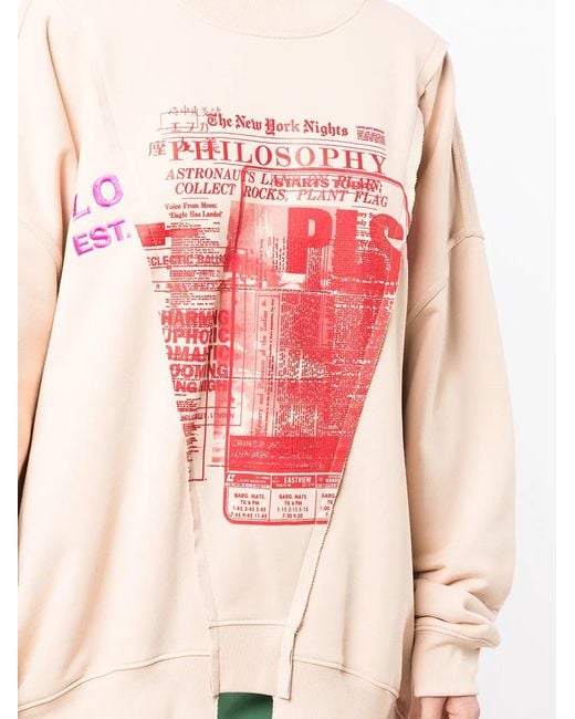 Philosophy Di Lorenzo Serafini Pink Deconstructed Graphic-Print Sweatshirt
