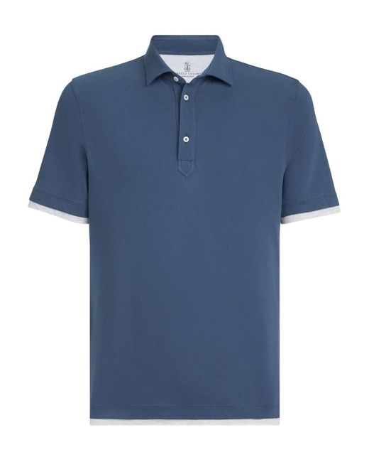 Brunello Cucinelli Blue Cotton Polo Shirt for men