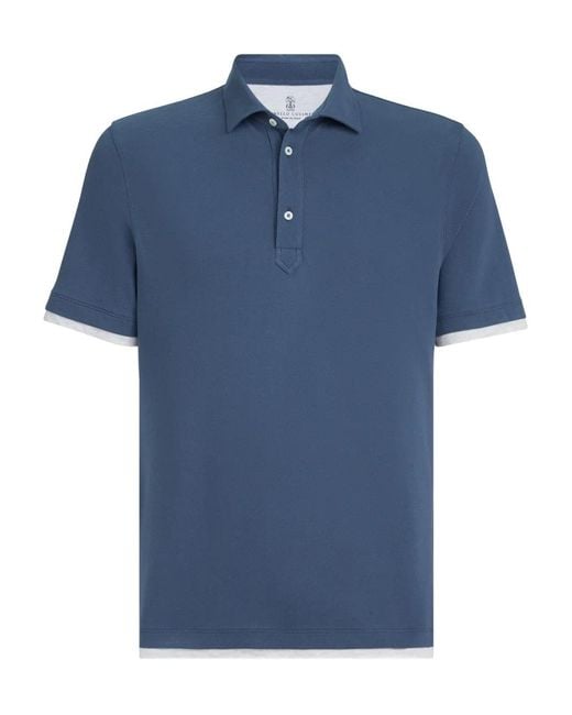 Brunello Cucinelli Poloshirt Met Knoopsluiting in het Blue voor heren