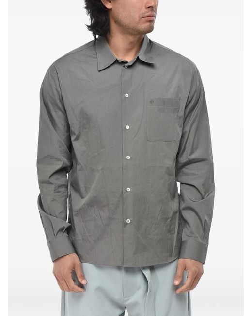 Off-White c/o Virgil Abloh Gray Embroidered-Logo Poplin Shirt for men