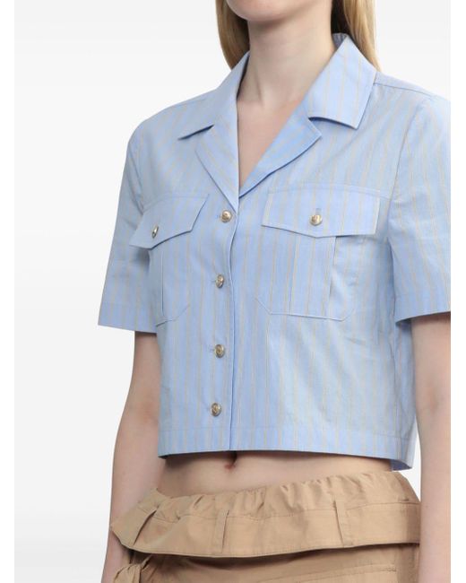 Juun.J Blue Pinstripe Short-sleeve Shirt Jacket