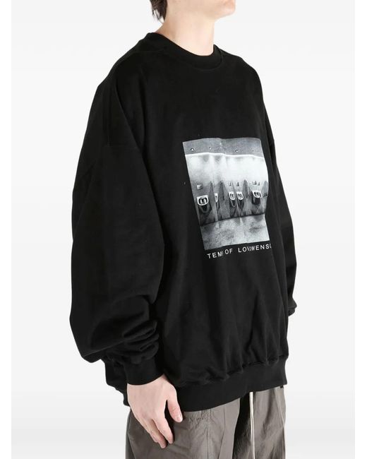 Rick Owens Black Graphic Crew-Neck T-Shirt for men