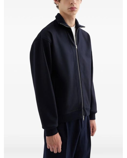 Jil Sander Blue Funnel-Neck Wool Jacket for men