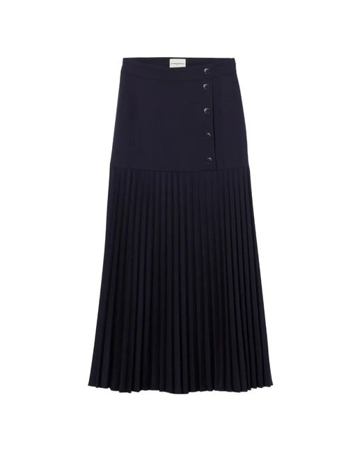 Claudie Pierlot Blue Pleated A-Line Skirt