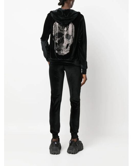 Philipp Plein Black 3D Skull Velvet Tracksuit (Set Of Two)